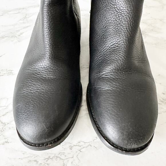 Tory Burch Brooke Perfect Black Refine Pebble Leather Riding Ankle Boot Size 8.5 - Picture 3 of 12